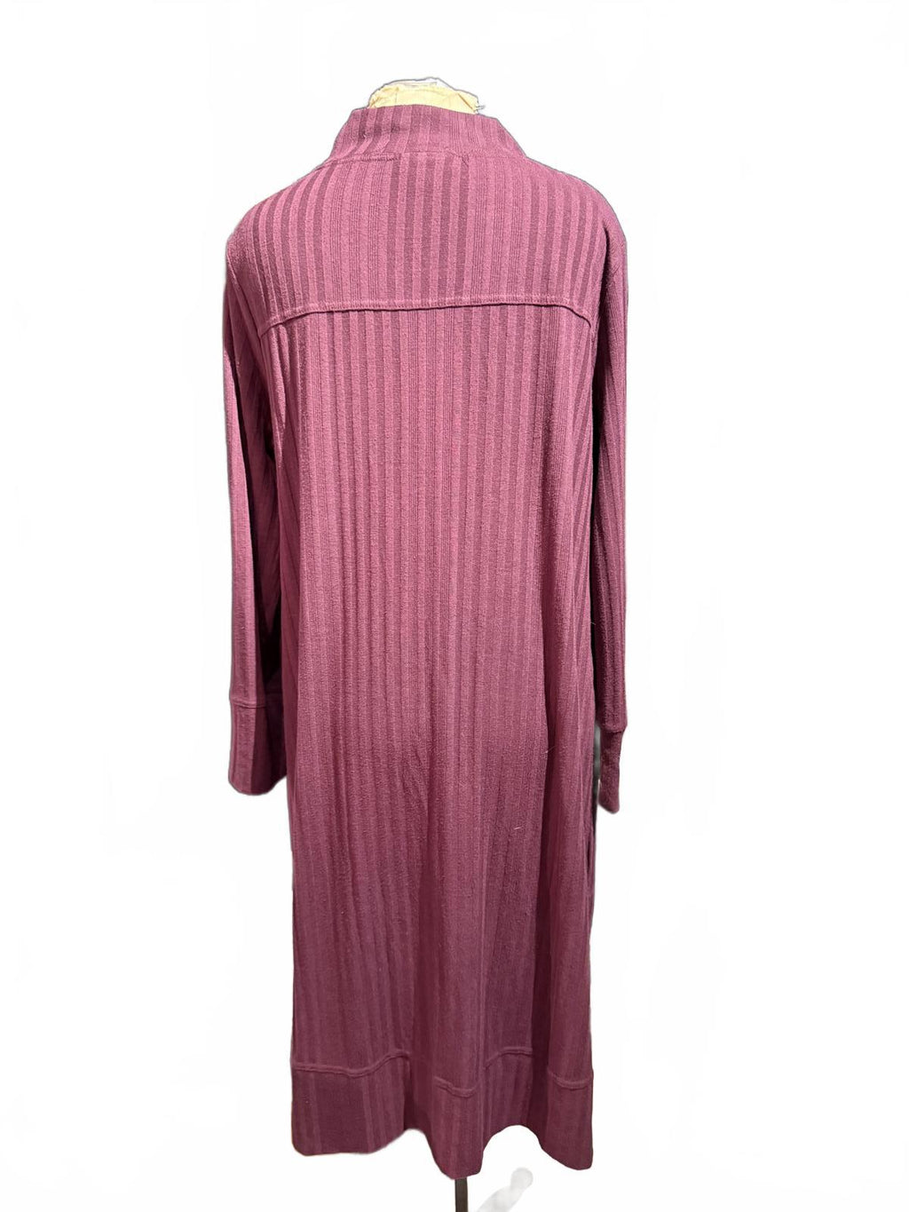 Long Sleeve Ribbed Knit Turtleneck Dress in Dusty Rose