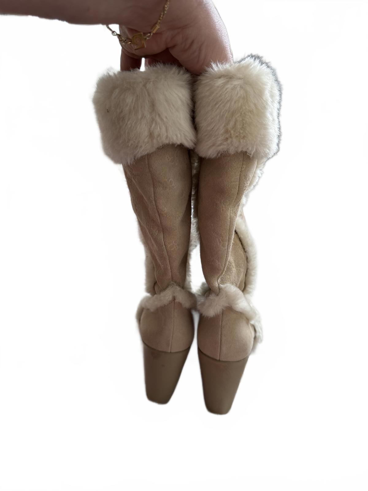 BCBG Maxazria Tan Faux Fur Lined Wedge Boots