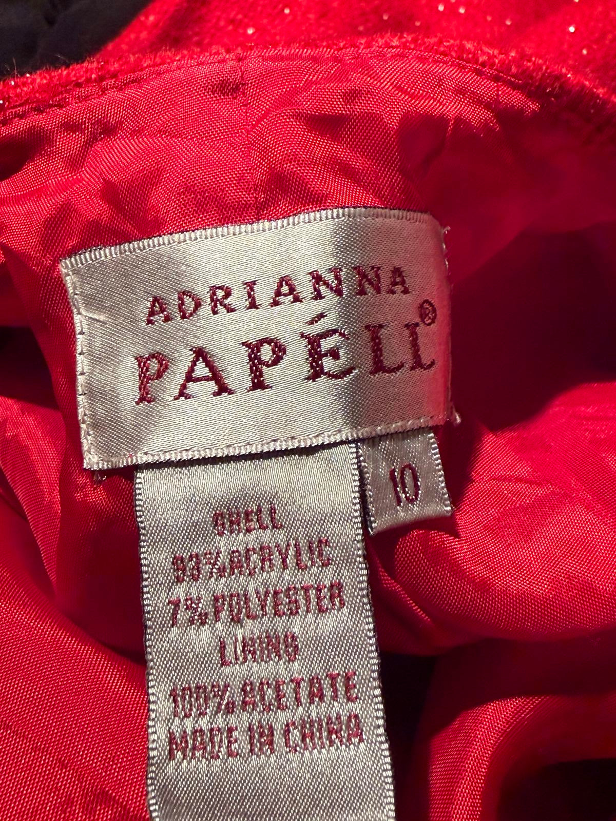 Adrianna Papell Red Tweed Long Sleeve Belted Jacket
