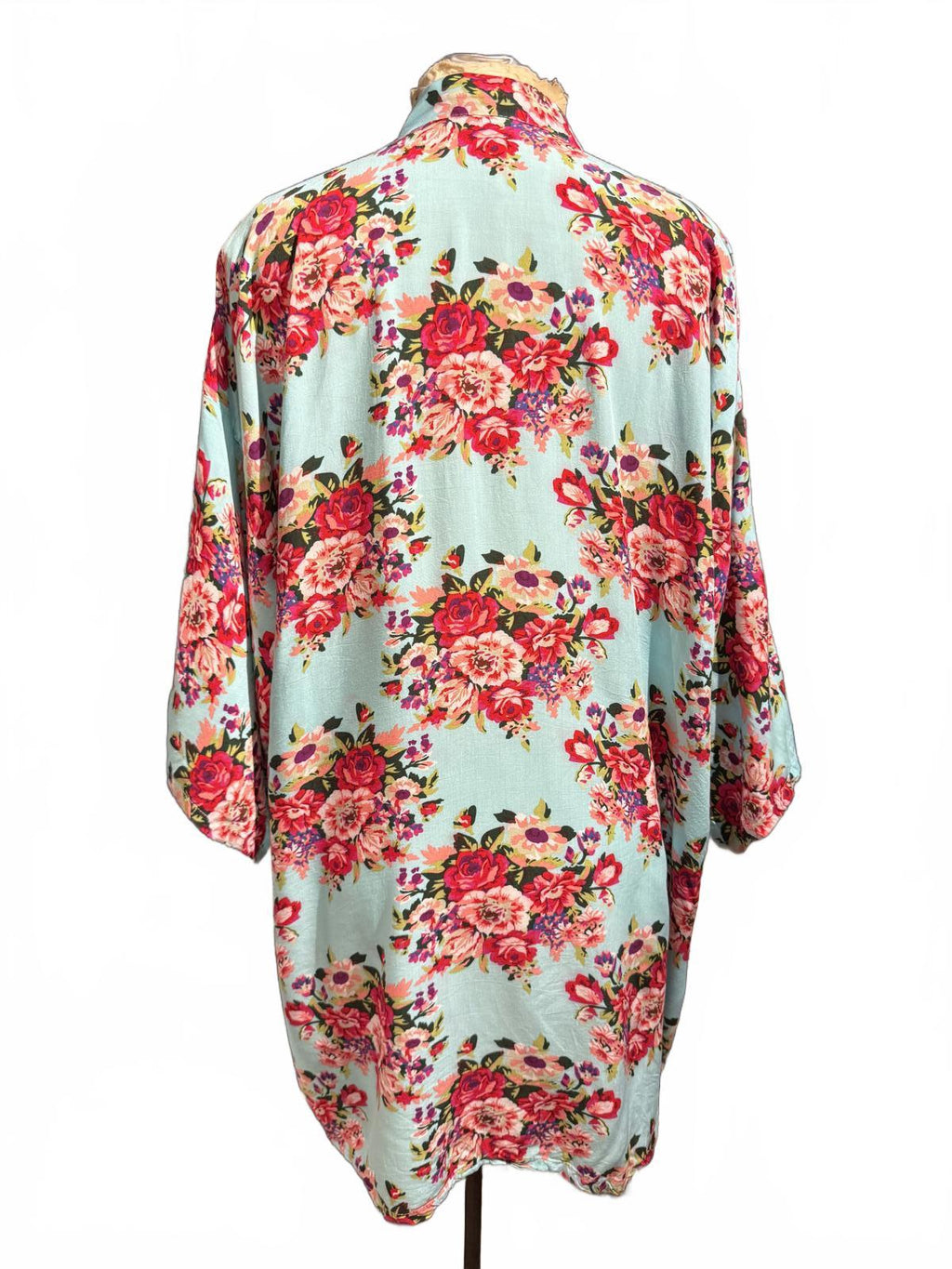 Light Blue Floral Kimono Cardigan