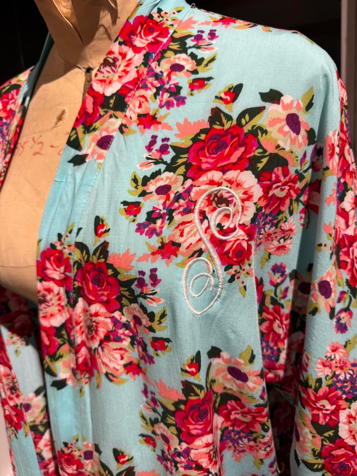 Light Blue Floral Kimono Cardigan