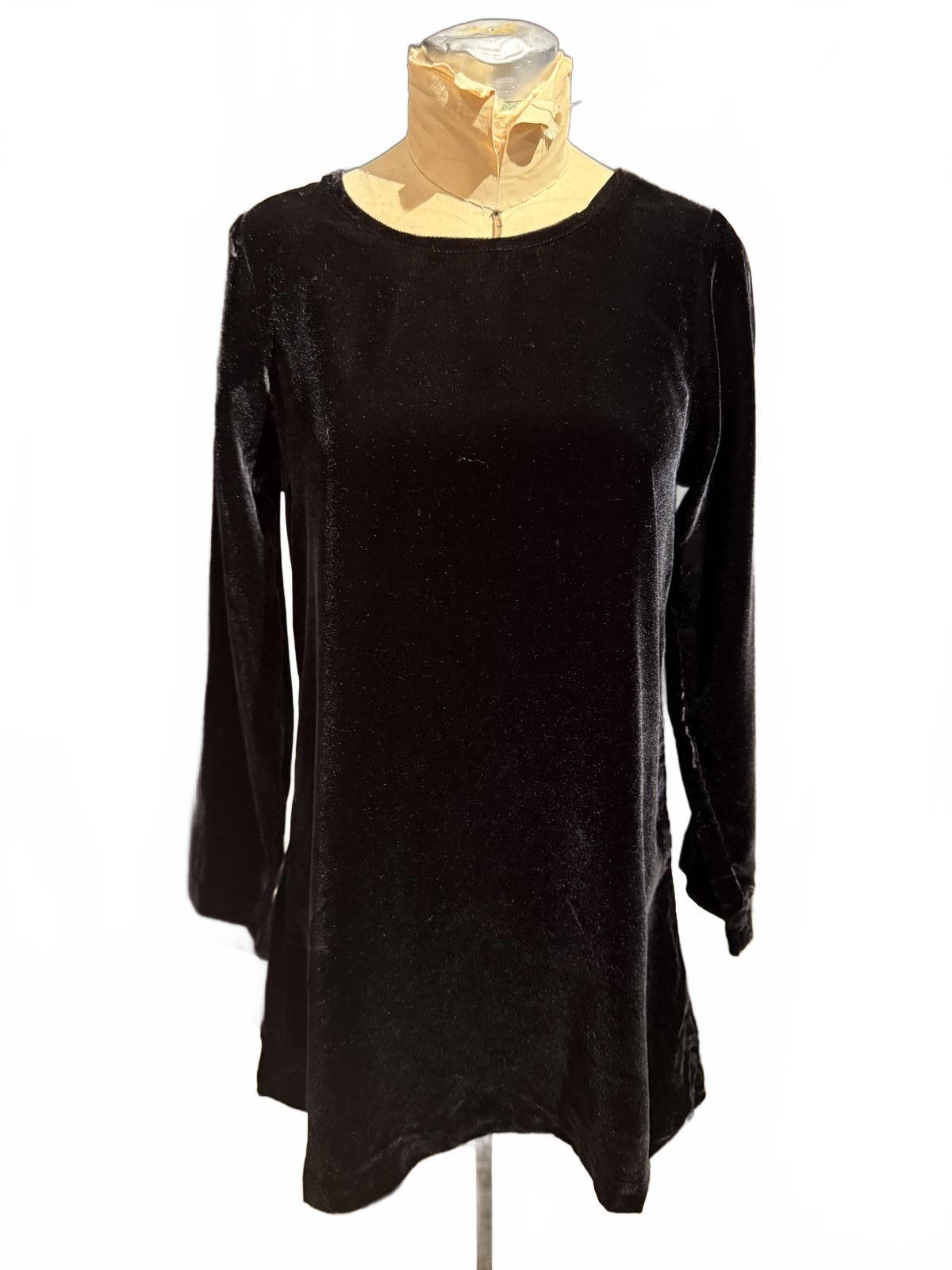 FLAX Black Velvet Long Sleeve Dress / Top
