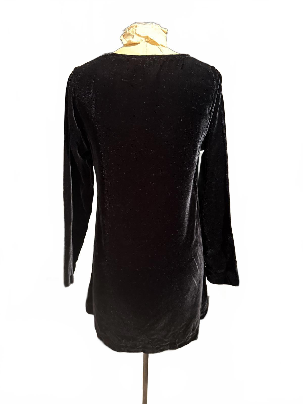 FLAX Black Velvet Long Sleeve Dress / Top