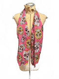 Pink Skull Pattern Lightweight Scarf