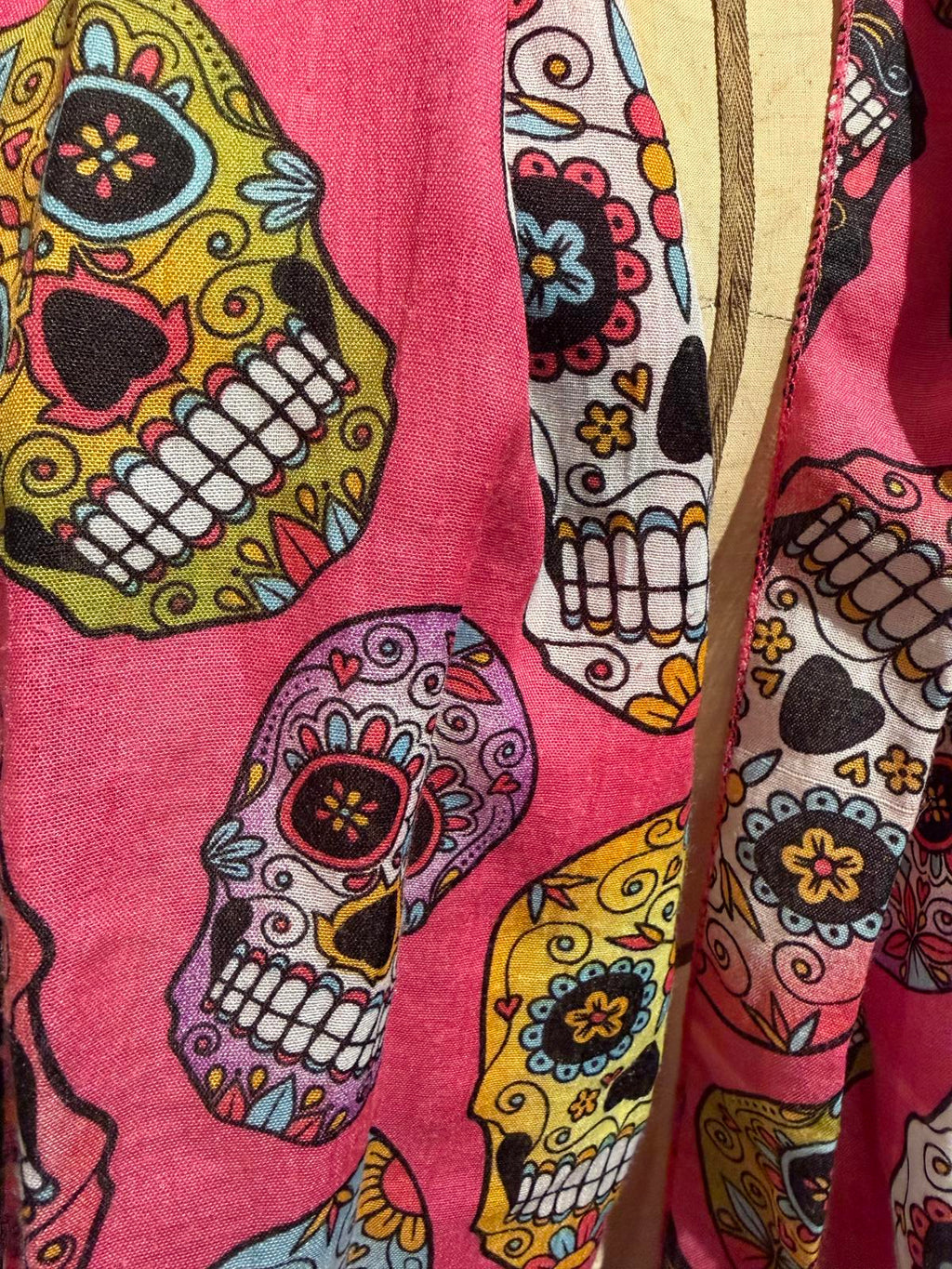 Pink Skull Pattern Lightweight Scarf