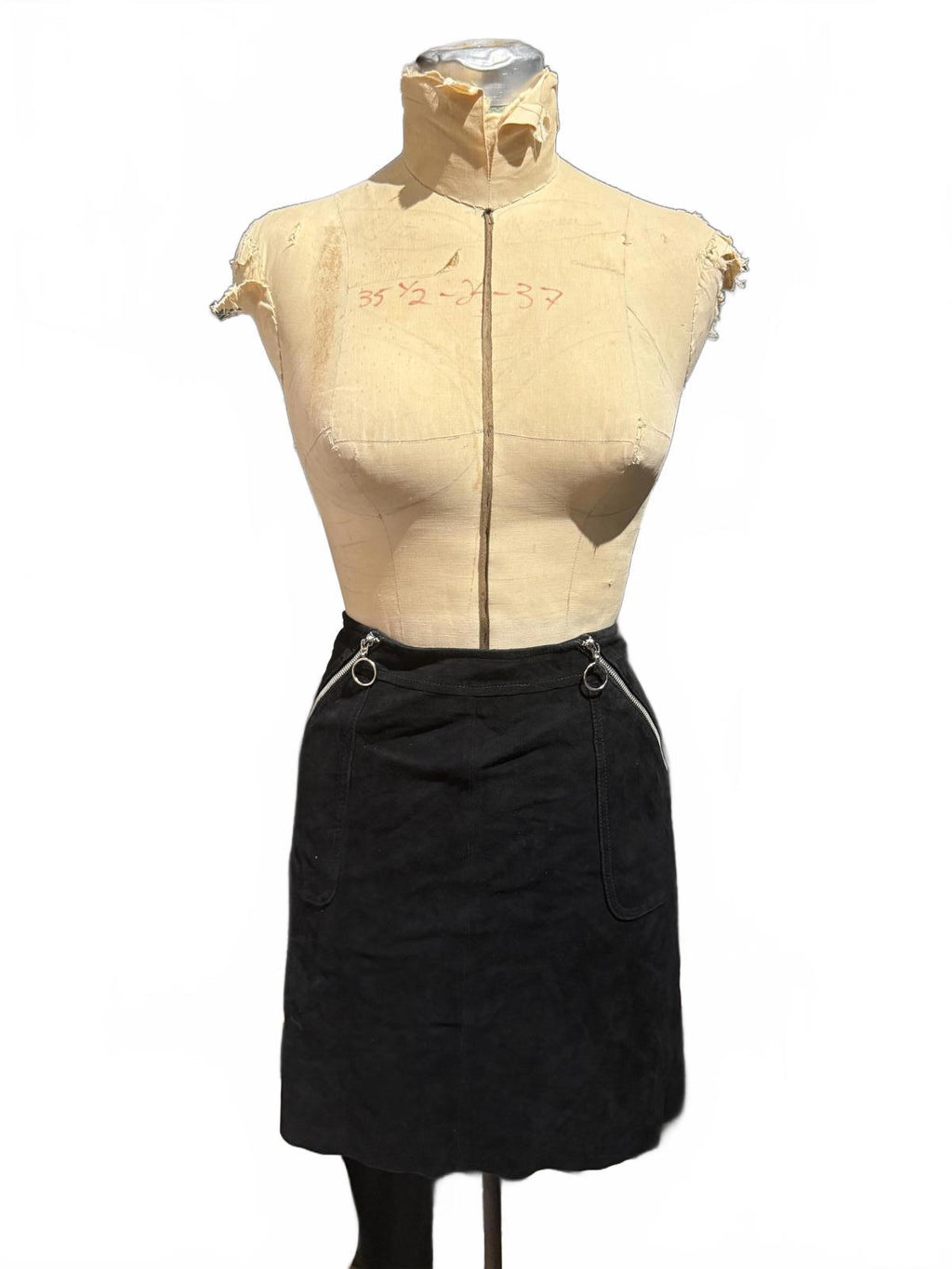 Paige Black Suede Mini Skirt with Zipper Details