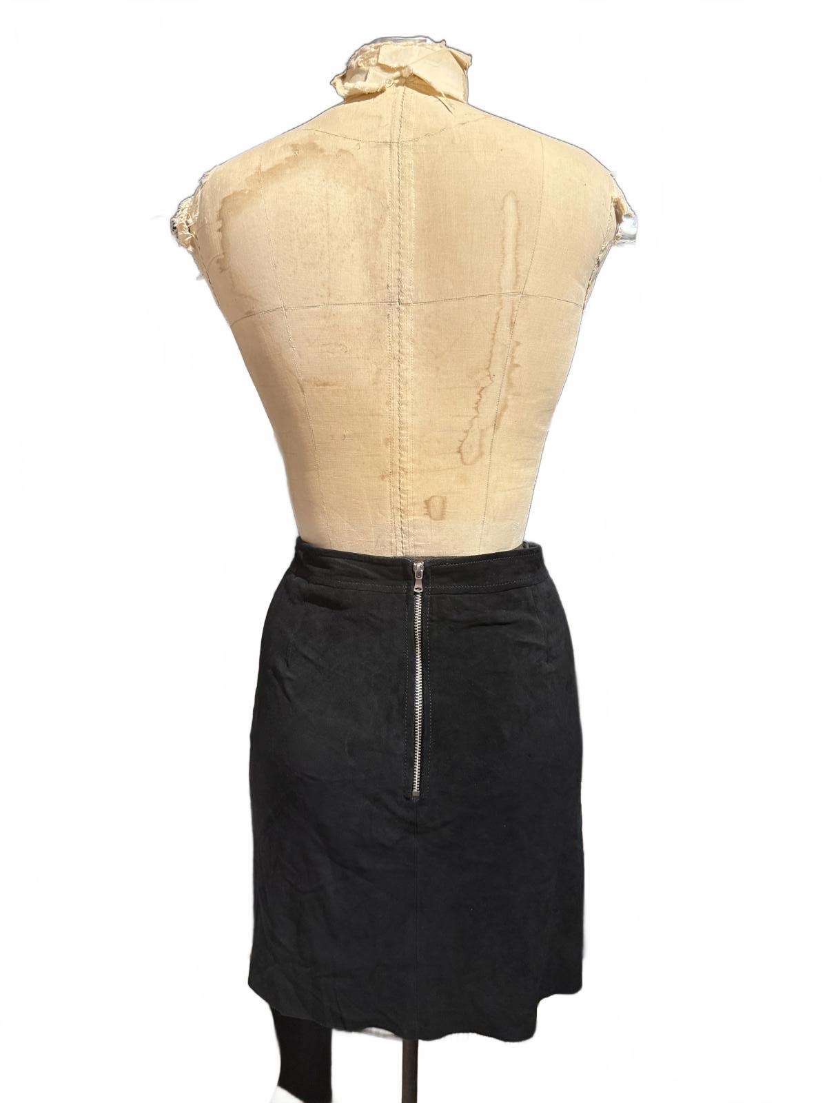 Paige Black Suede Mini Skirt with Zipper Details