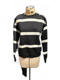 H&M Black and White Striped Sweater with Shoulder Buttons