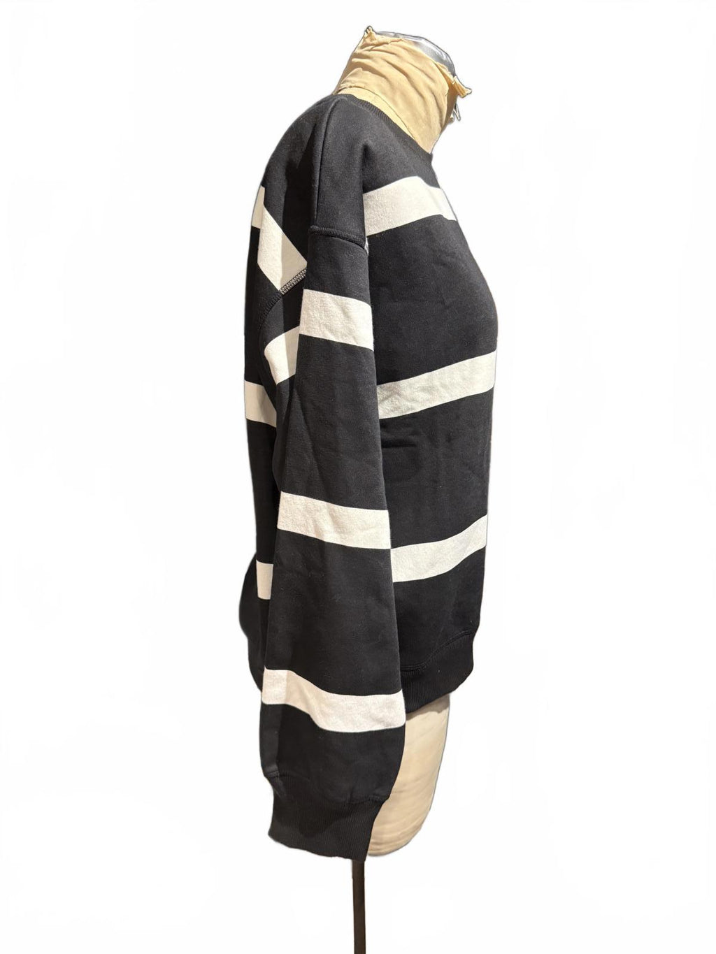 H&M Black and White Striped Sweater with Shoulder Buttons