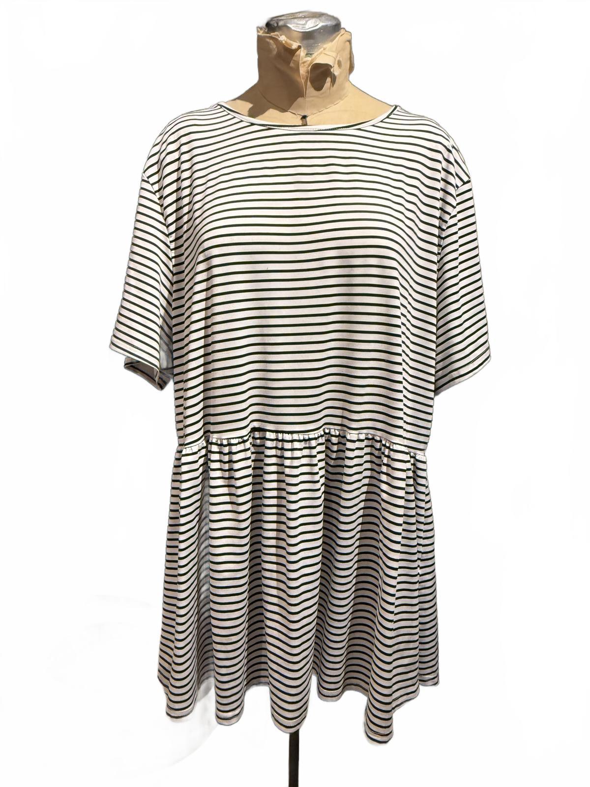 Casual Black and White Striped Short Sleeve Dress