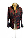 Keke Collection Black and Red Floral Patterned Jacket with Button Closure