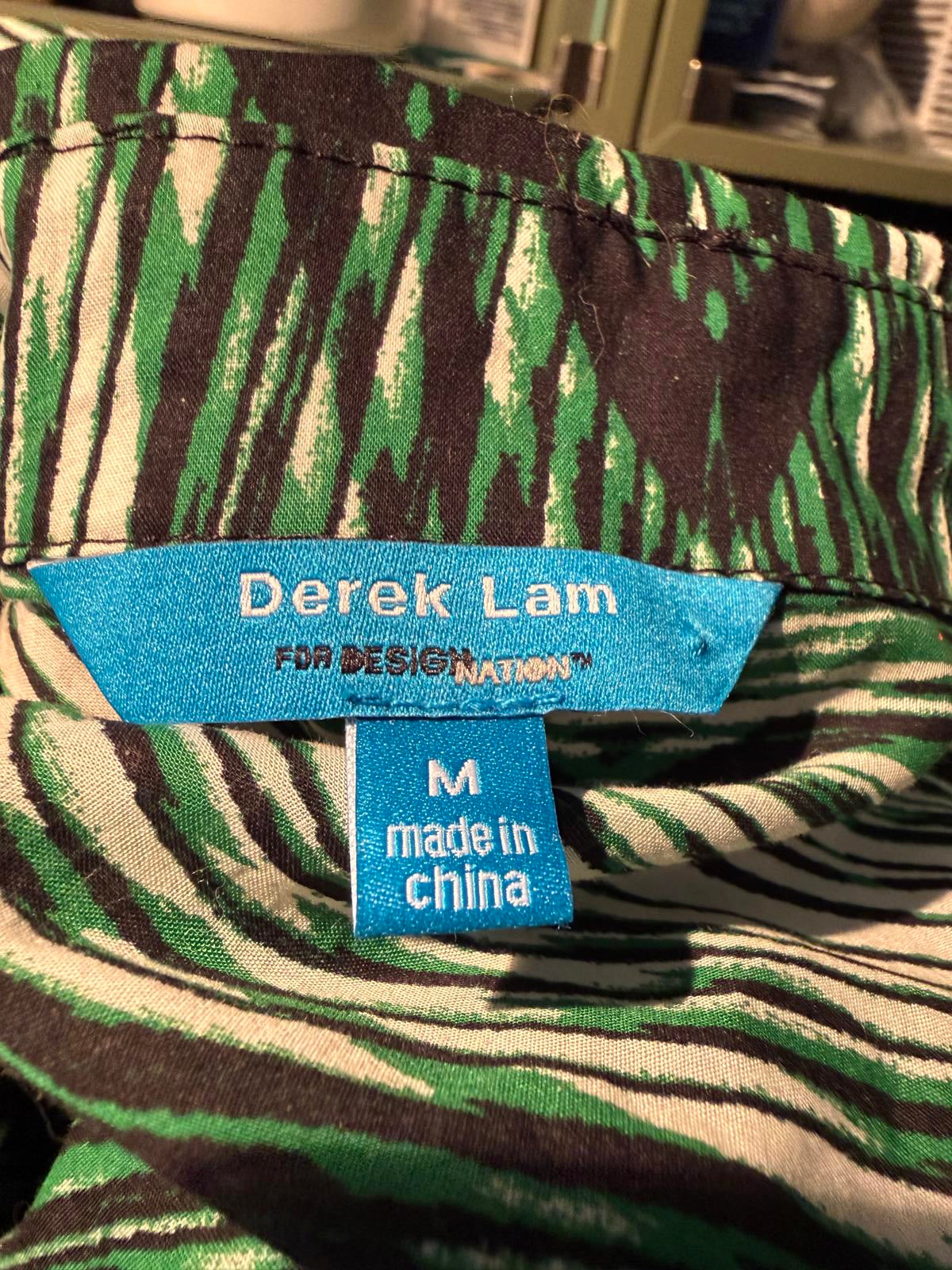 Derek Lam Green Patterned Long Sleeve Shirt Dress