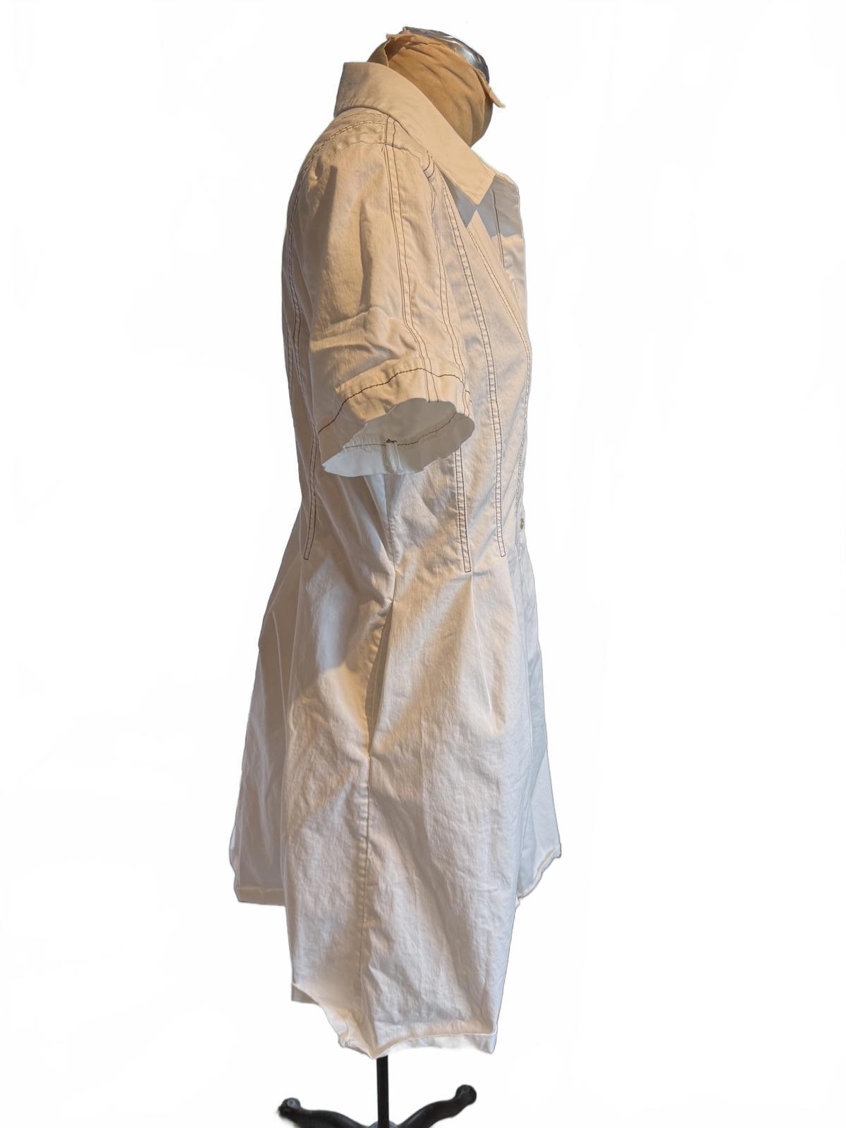 White Short Sleeve Shirt Dress with Button Front