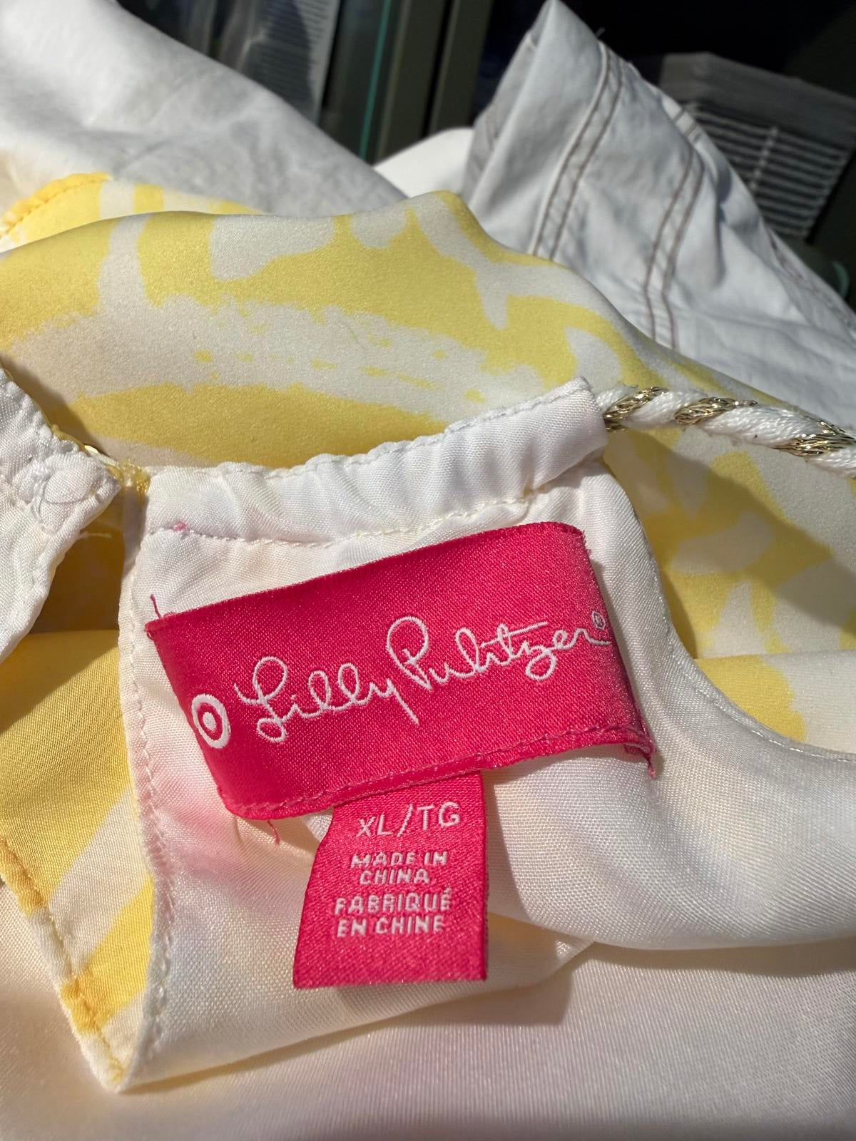 Lilly Pulitzer Yellow and White Halter Neck Sleeveless Top