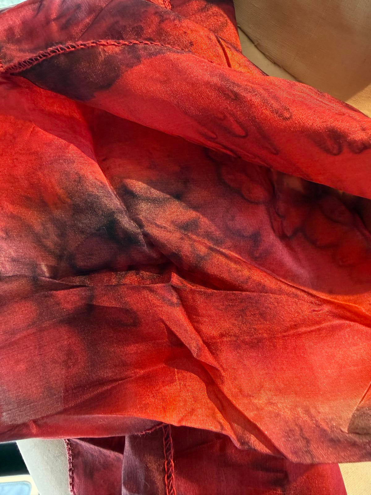 Red and Black Sheer Lightweight Scarf