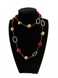 Kiam Family Gold Tone and Red Beaded Necklace