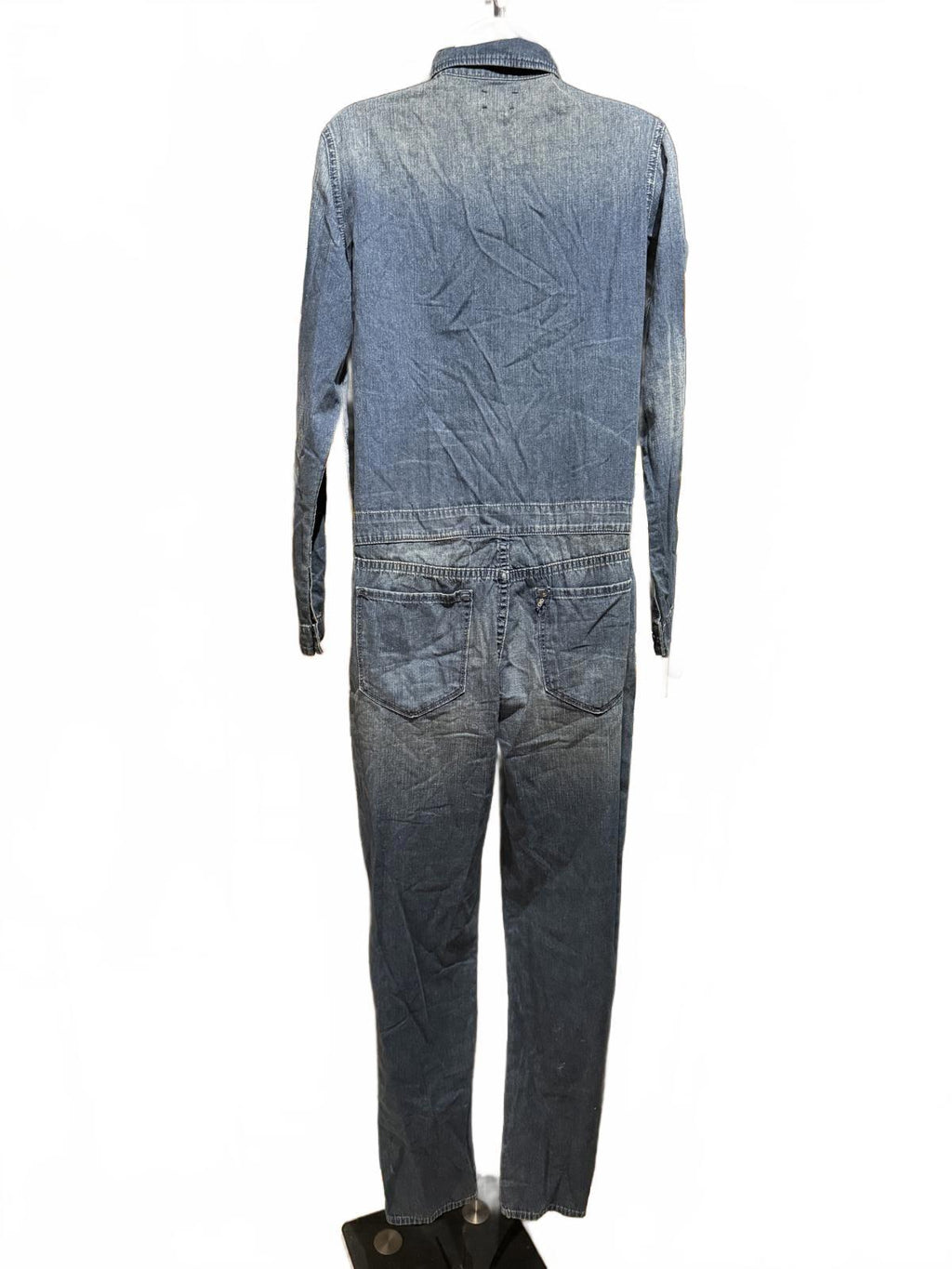 D-ID Denim Jumpsuit with Front Zipper and Long Sleeves