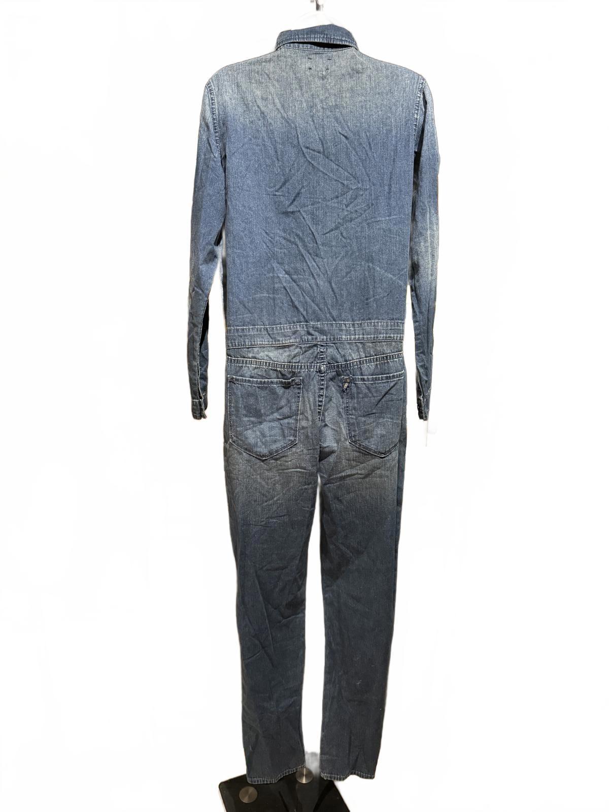 D-ID Denim Jumpsuit with Front Zipper and Long Sleeves