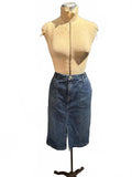 Ralph Lauren Classic Denim Midi Skirt with Front Slit and Pockets
