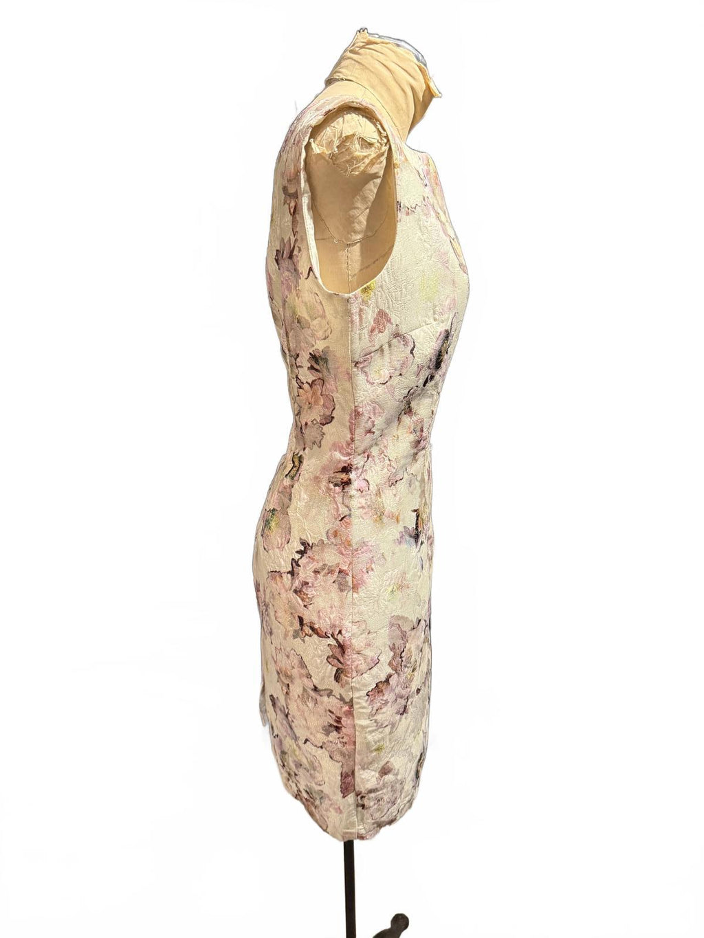 PIT Amsterdam Elegant Sleeveless Floral Jacquard Sheath Dress