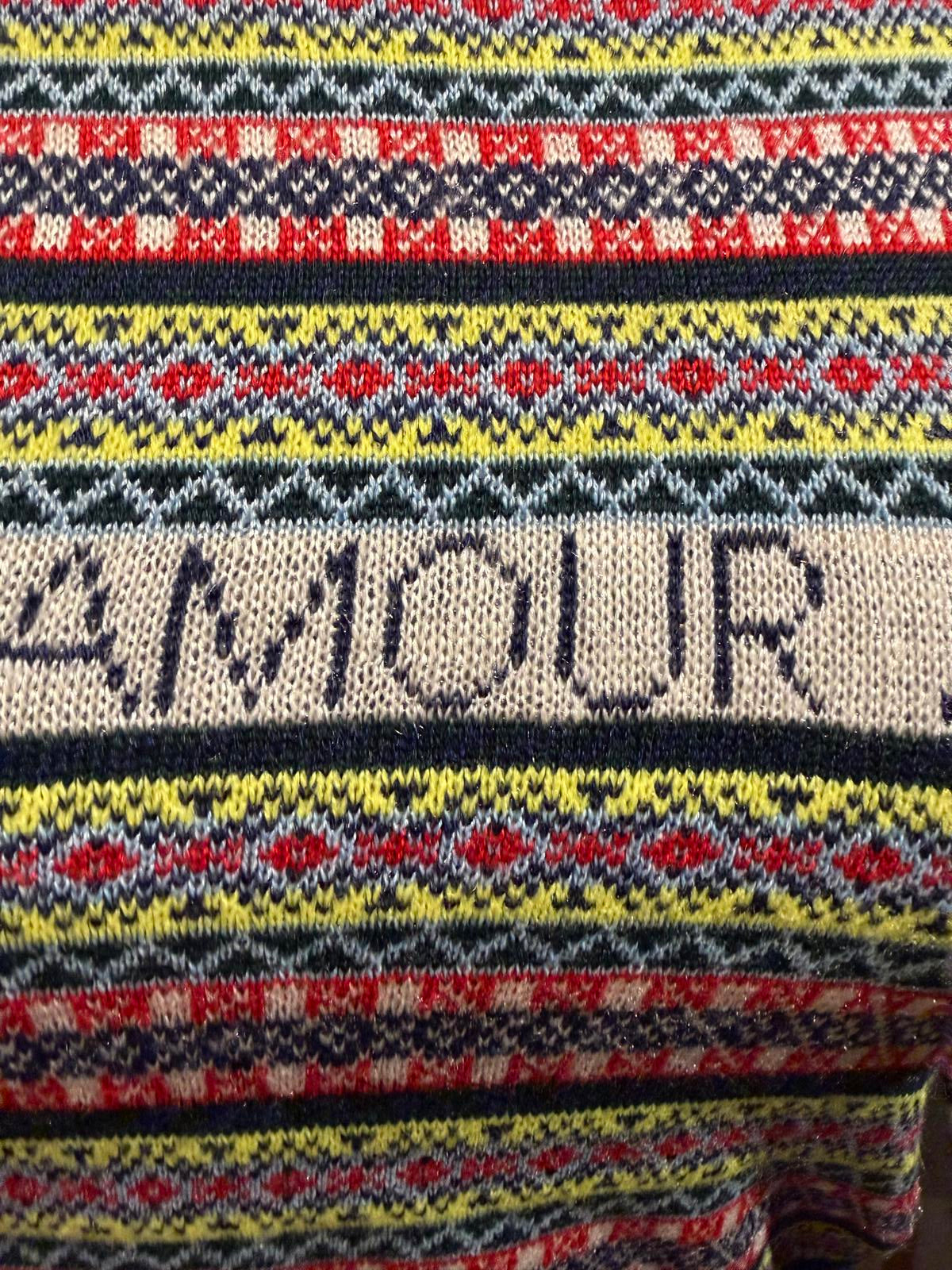 Topshop Colorful Patterned Cropped Sweater with 'AMOUR' Detail