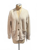 Reiss Beige Button-Up Knit Cardigan Sweater with Pockets