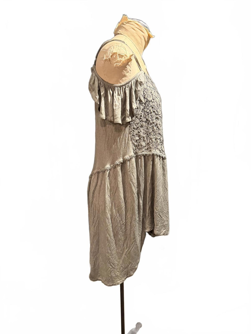 POL Lightweight Cold Shoulder Hi-lo Dress with Lace Detail