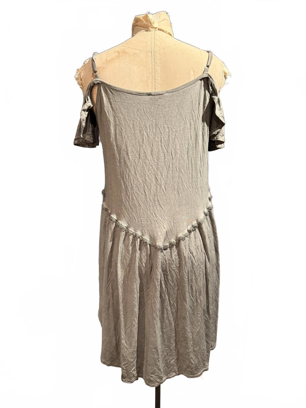 POL Lightweight Cold Shoulder Hi-lo Dress with Lace Detail