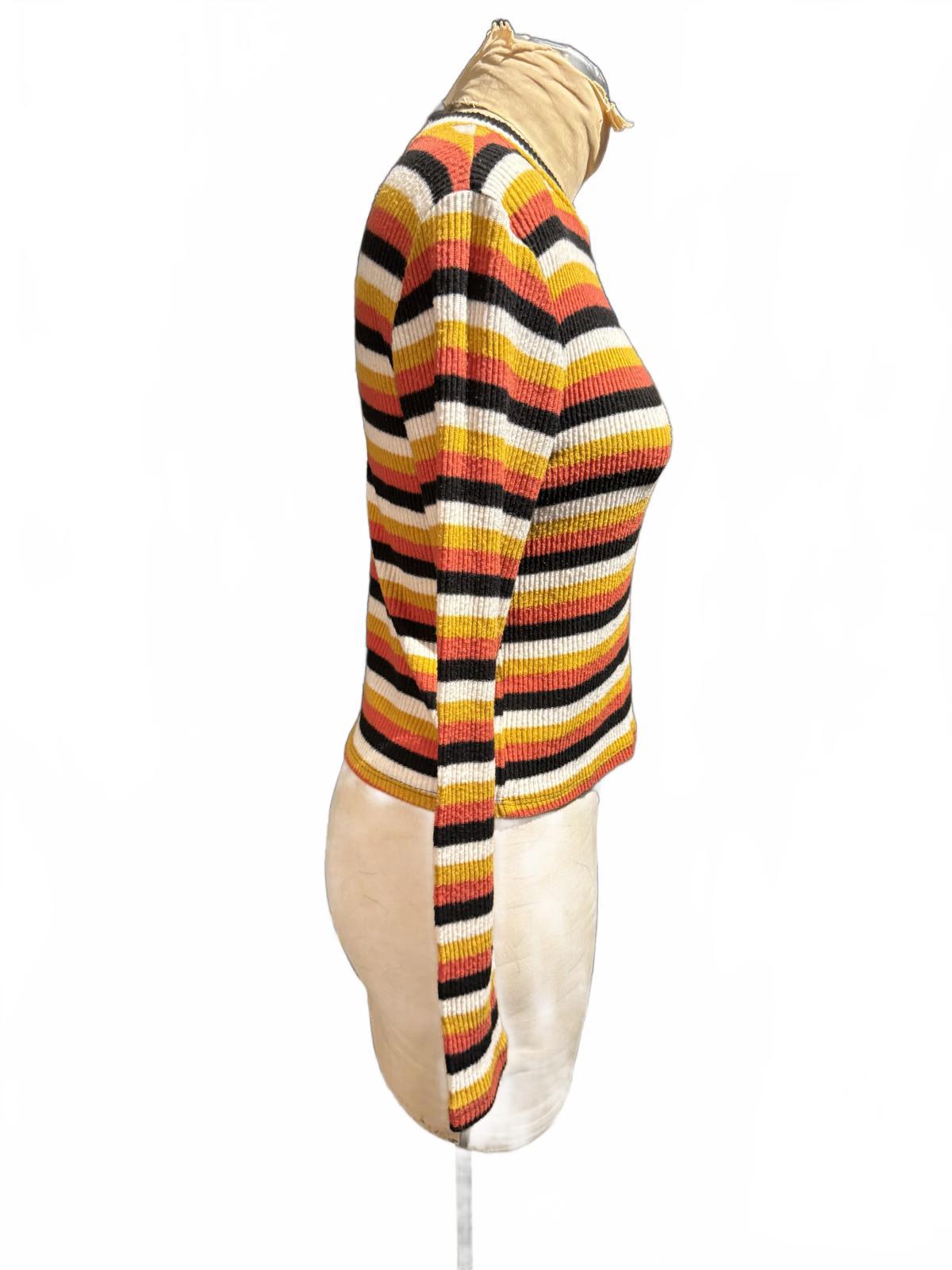 Caution to the Wind Striped Long Sleeve Ribbed Knit Sweater