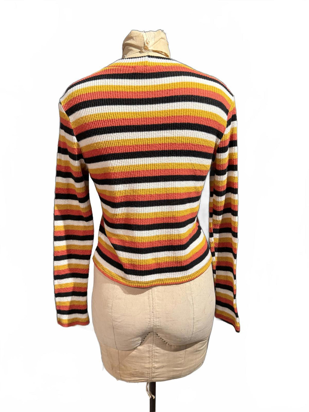 Caution to the Wind Striped Long Sleeve Ribbed Knit Sweater