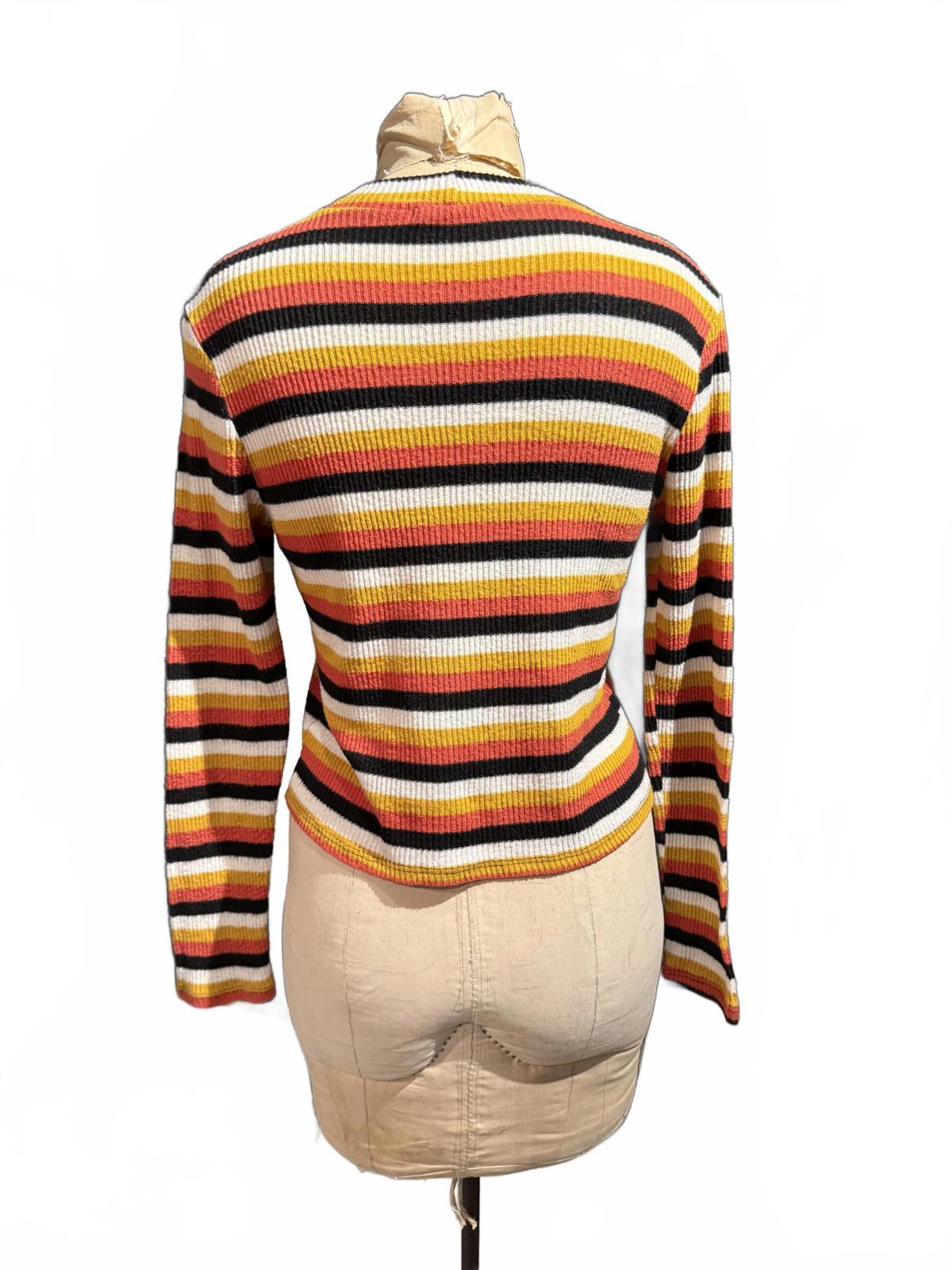 Caution to the Wind Striped Long Sleeve Ribbed Knit Sweater