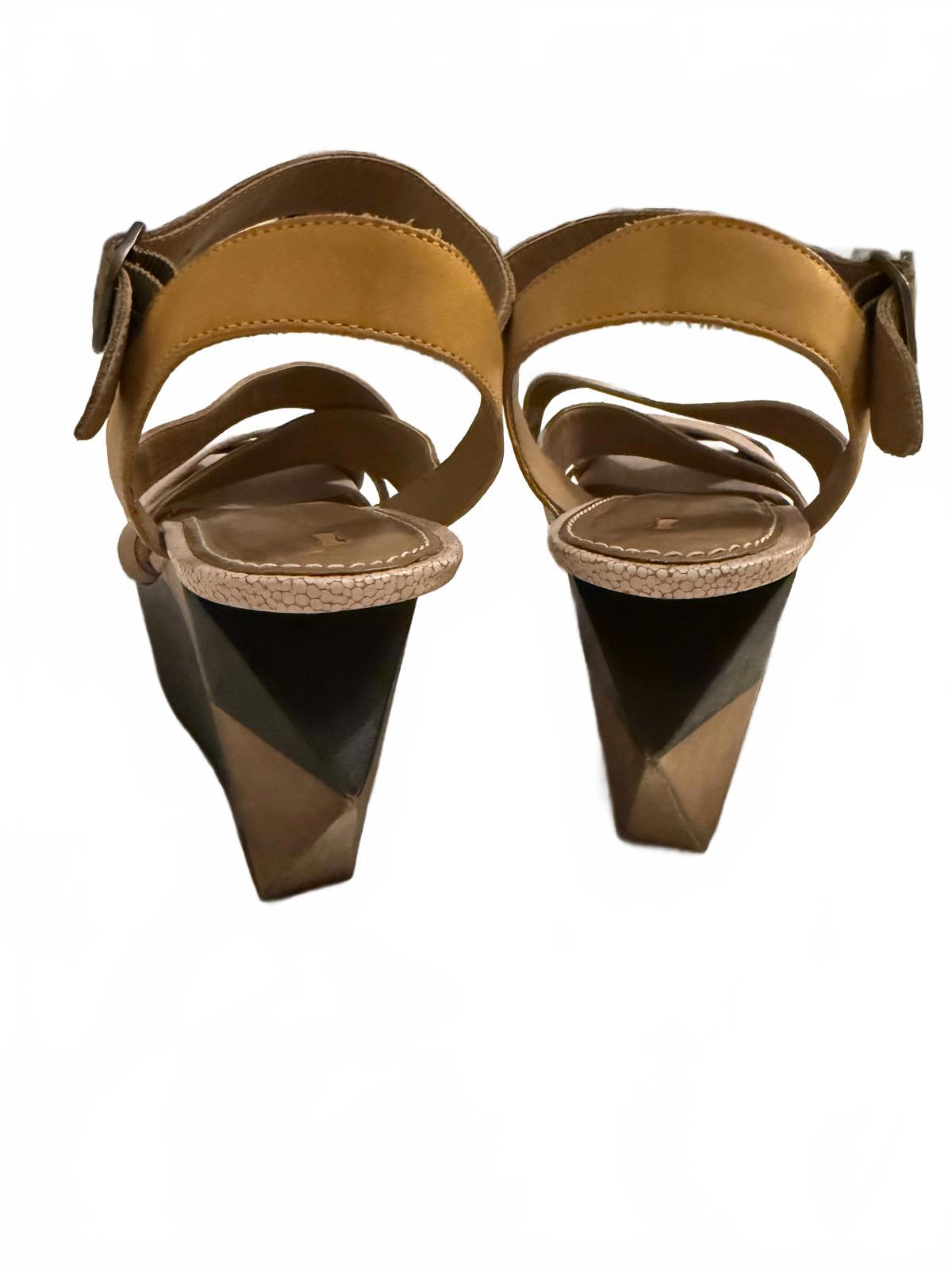 Schuler & Sons Philadelphia Geometric Wedge Sandals with Multi-Strap Design