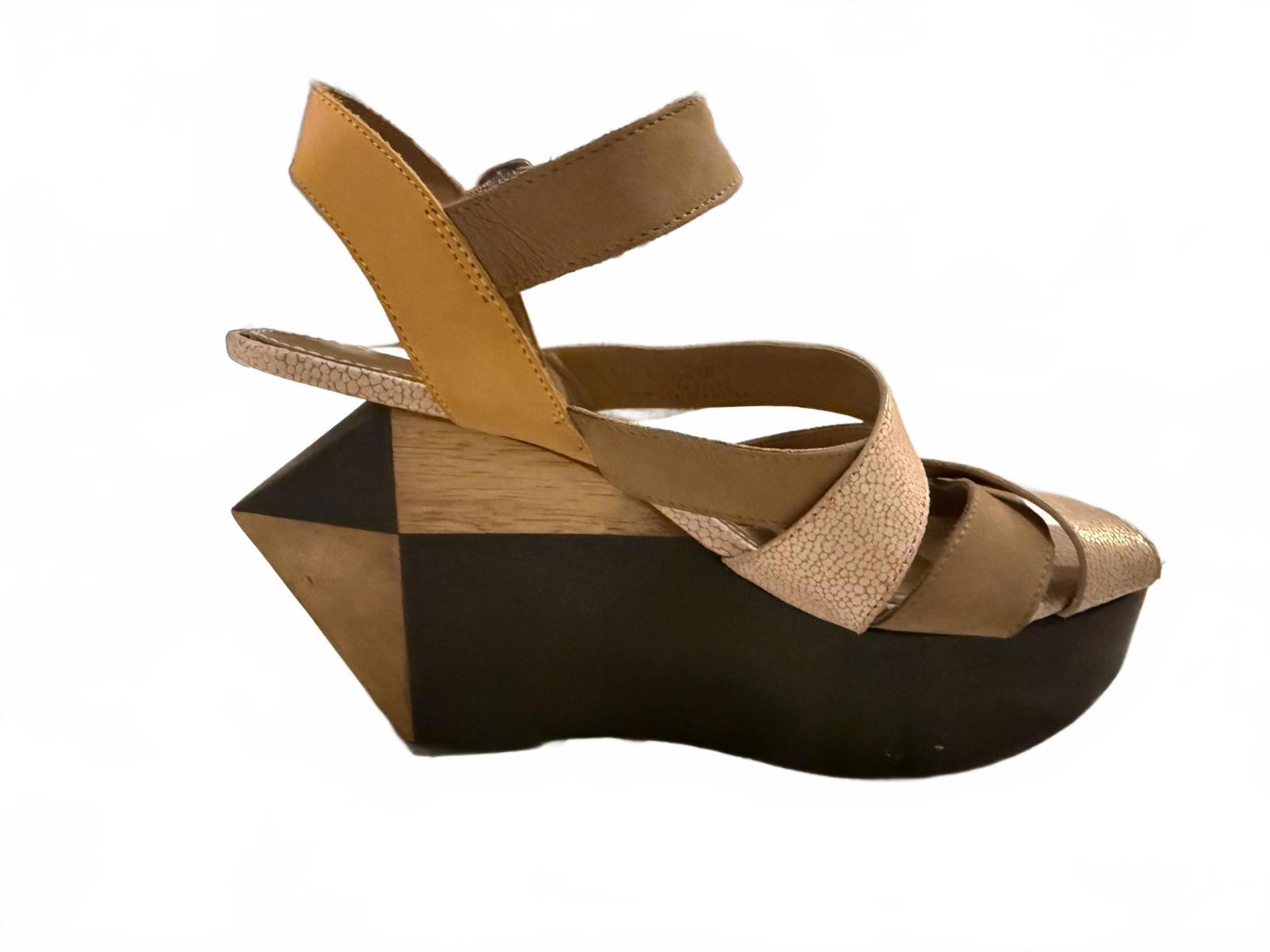 Schuler & Sons Philadelphia Geometric Wedge Sandals with Multi-Strap Design