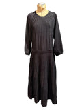 The Fold Lumia Black Metallic Long Sleeve Knit Dress with Pleated Skirt
