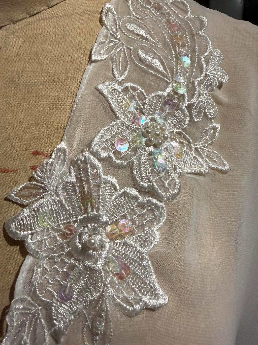 Cacique Sheer White Lace Embroidered Kimono Cover-Up