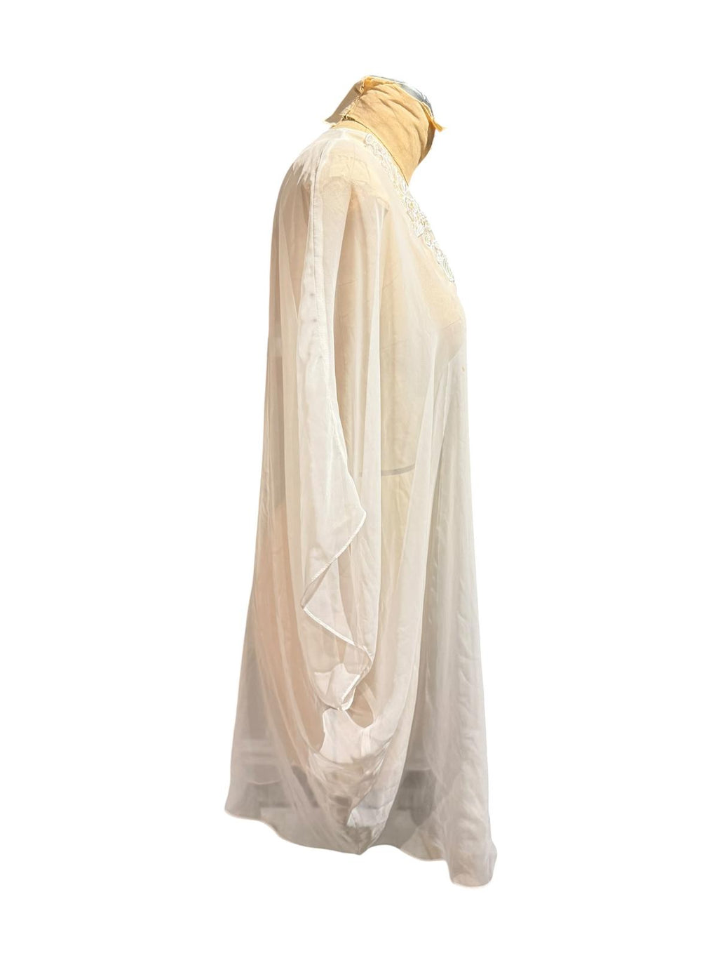 Cacique Sheer White Lace Embroidered Kimono Cover-Up