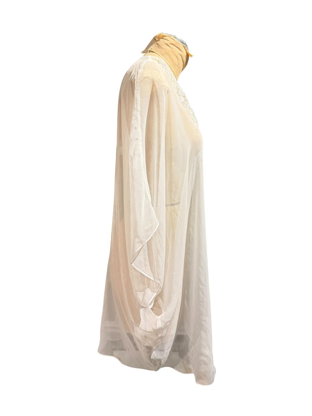Cacique Sheer White Lace Embroidered Kimono Cover-Up