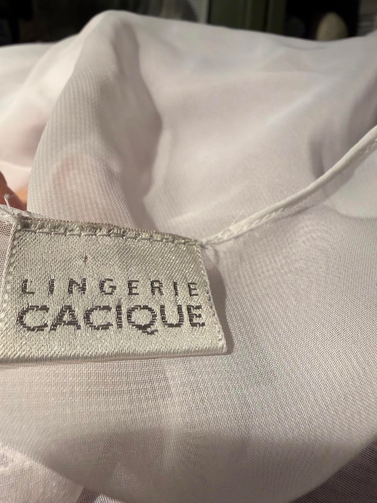 Cacique Sheer White Lace Embroidered Kimono Cover-Up