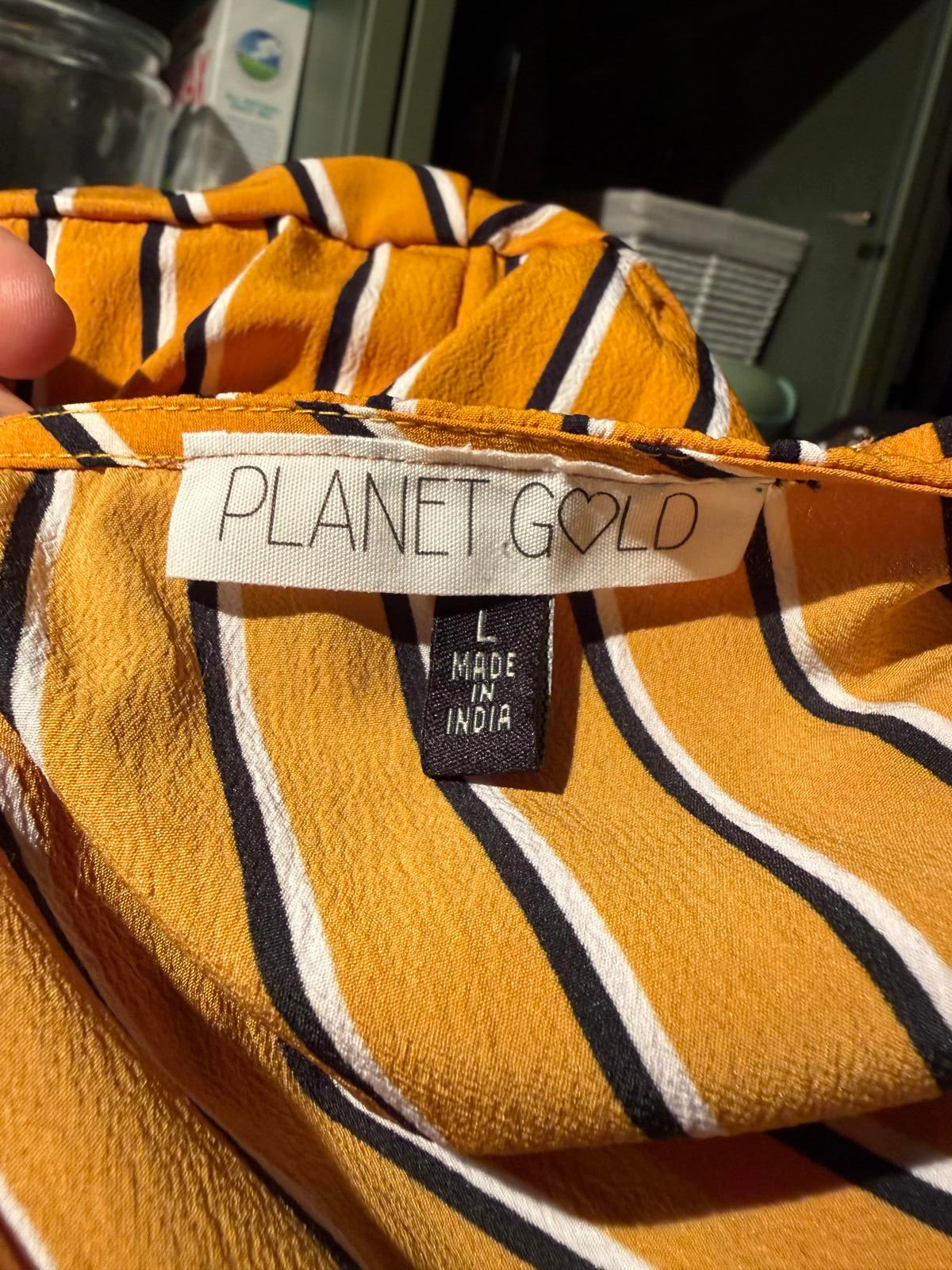 Planet Gold Yellow Striped Button-Front Blouse