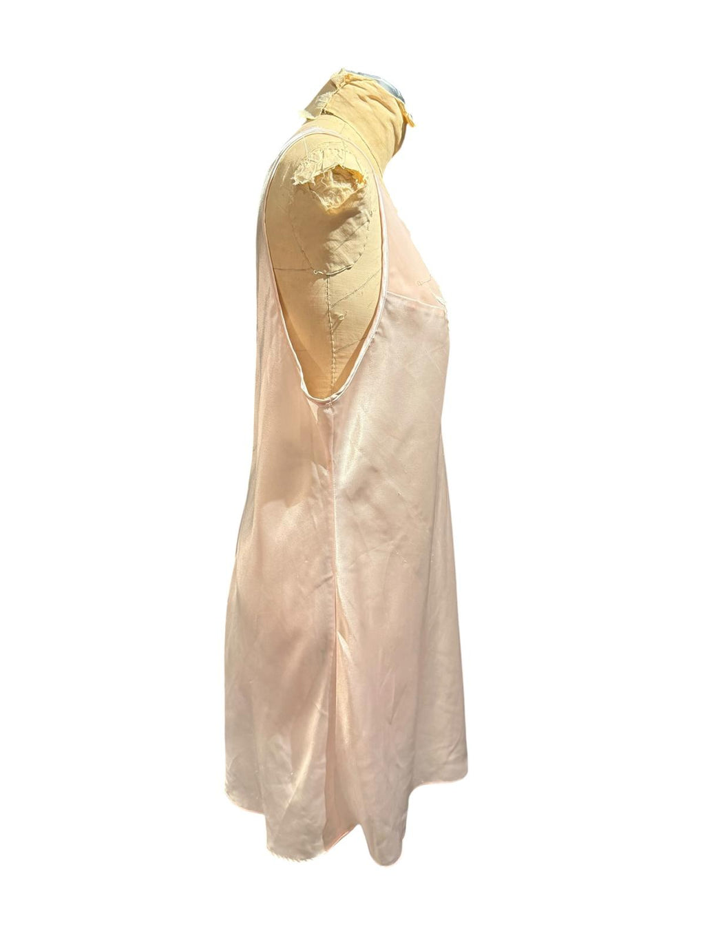 Val Mode Vintage Light Pink Satin Slip Dress with Embroidered Floral