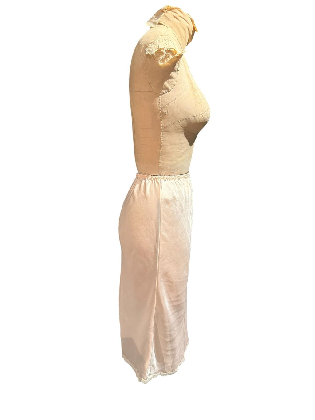 Barbizon Vintage Cream Slip Skirt with Lace Detail
