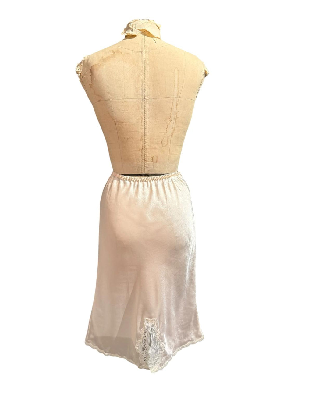 Barbizon Vintage Cream Slip Skirt with Lace Detail