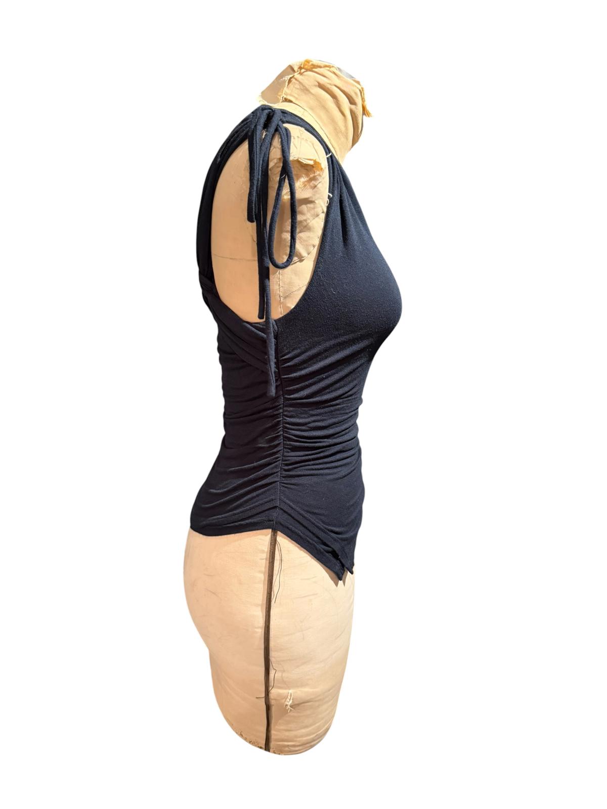 Free People Black Asymmetrical One-Shoulder Ruched Top