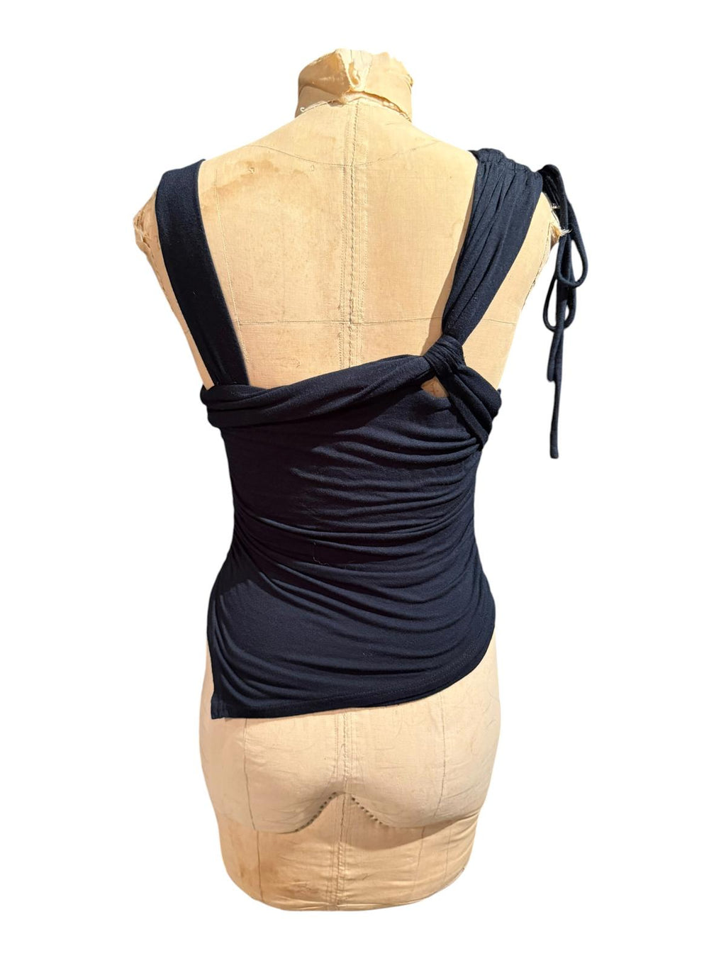 Free People Black Asymmetrical One-Shoulder Ruched Top
