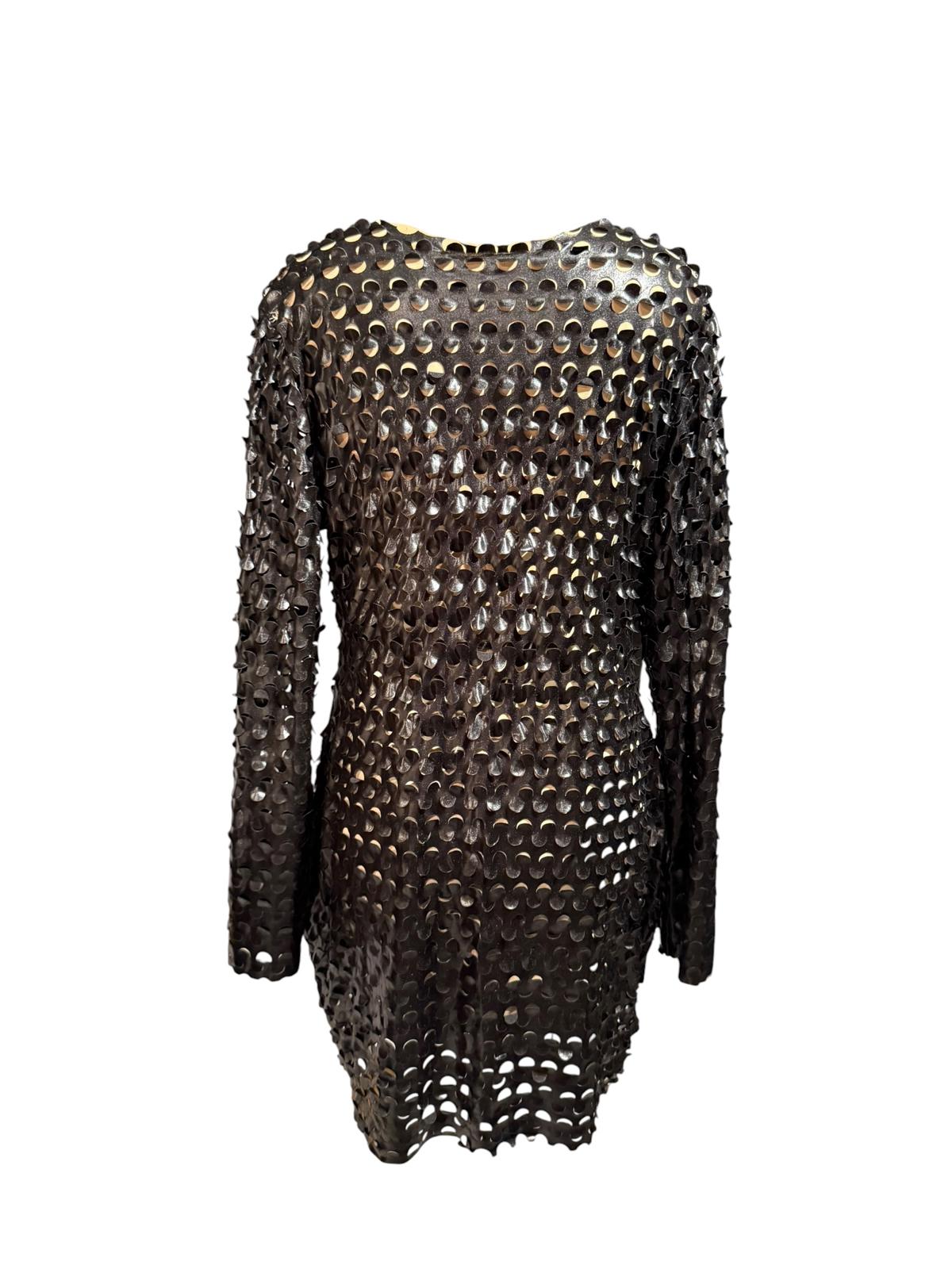 Bella Barnett Black Long Sleeve Dress with Circular Cutout Design