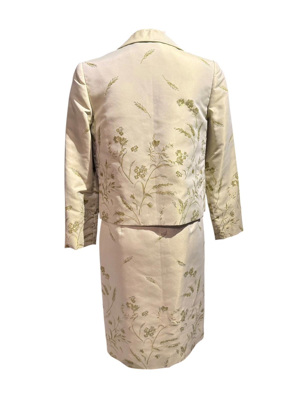 Oscar de la Renta Elegant Vintage Floral Embroidered Dress and Jacket Set