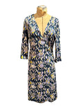 BCBG Floral Pattern Wrap Dress with 3/4 Sleeves