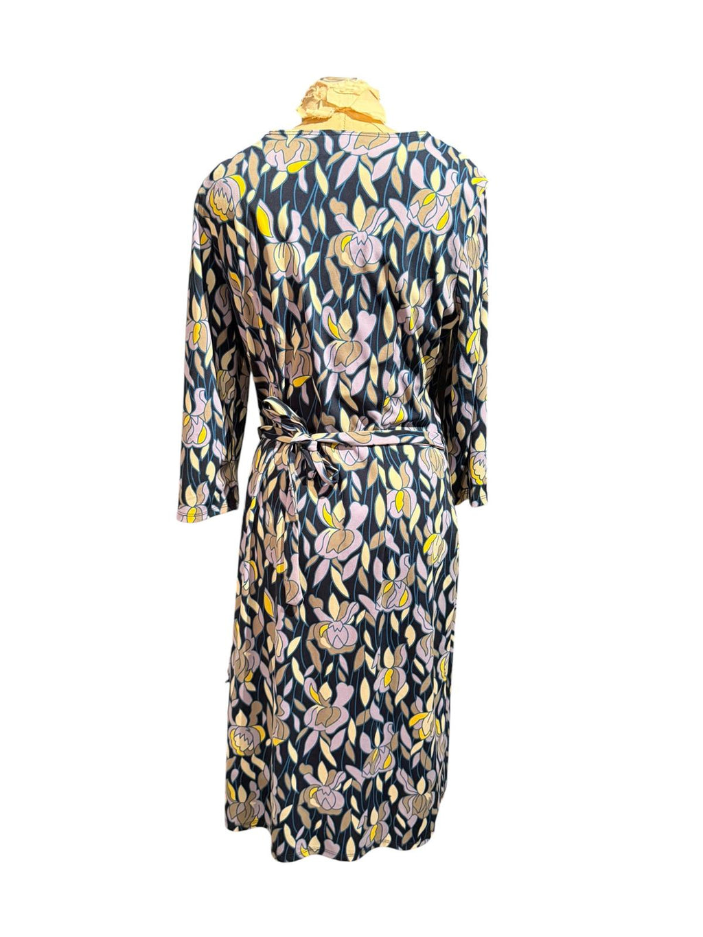 BCBG Floral Pattern Wrap Dress with 3/4 Sleeves