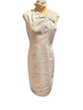 Rebecca Taylor Sleeveless Beige Linen Sheath Dress with Front Detail