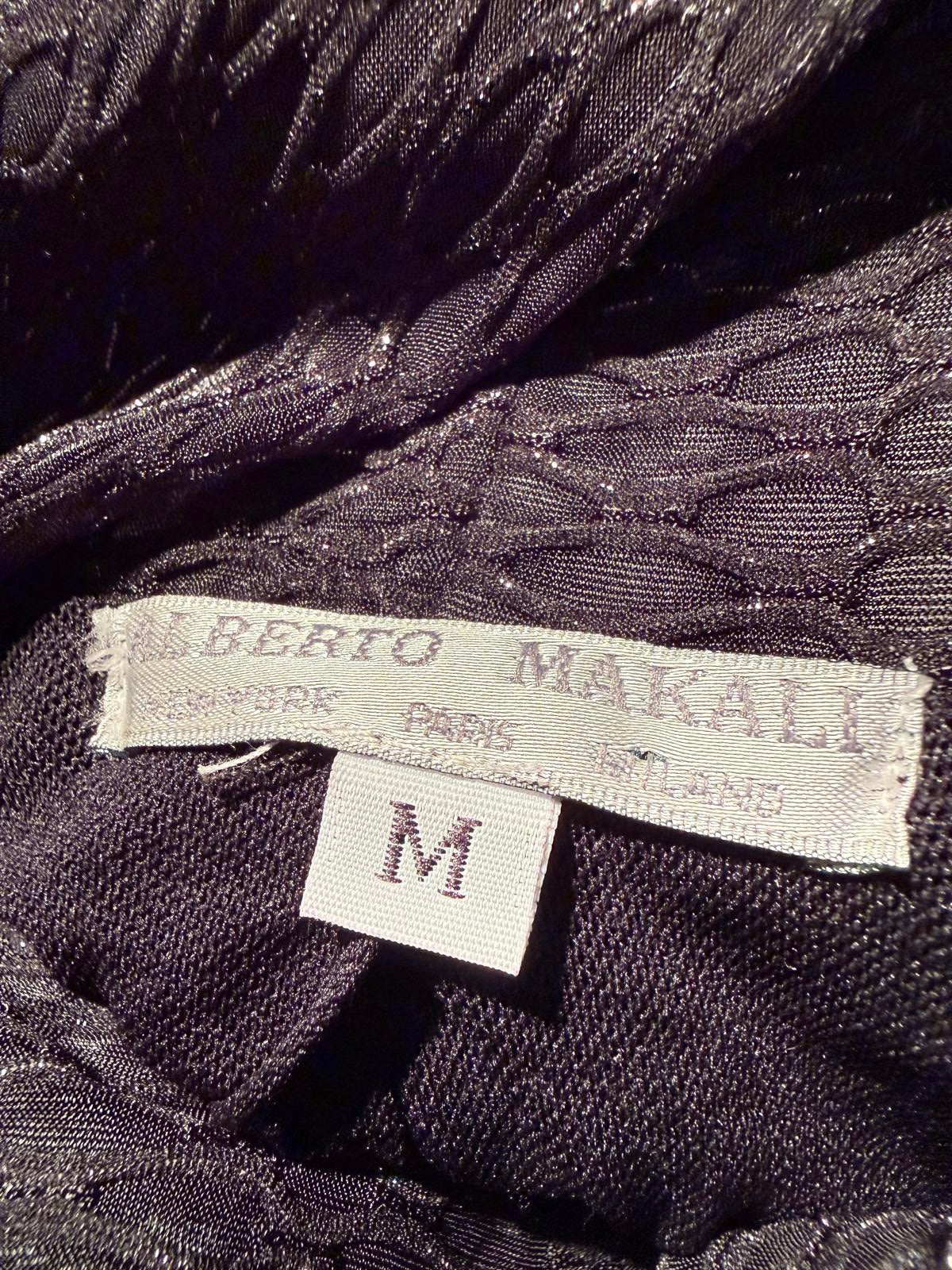 Alberto Makali Black Textured Open Front Blazer with Attached Scarf